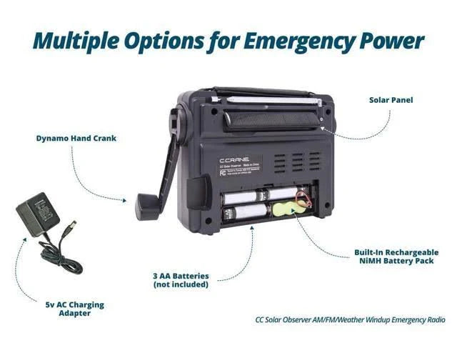 Solar Observer Emergency Portable Radio with Crank Flashlight X523