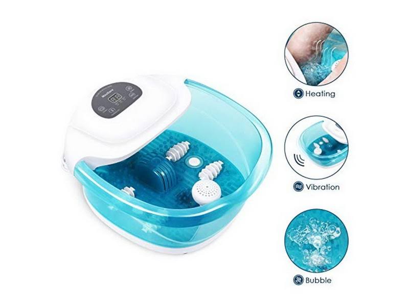 Foot Spa Bath Massager with Heat Bubbles Vibration, 4 Massaging Rollers P914