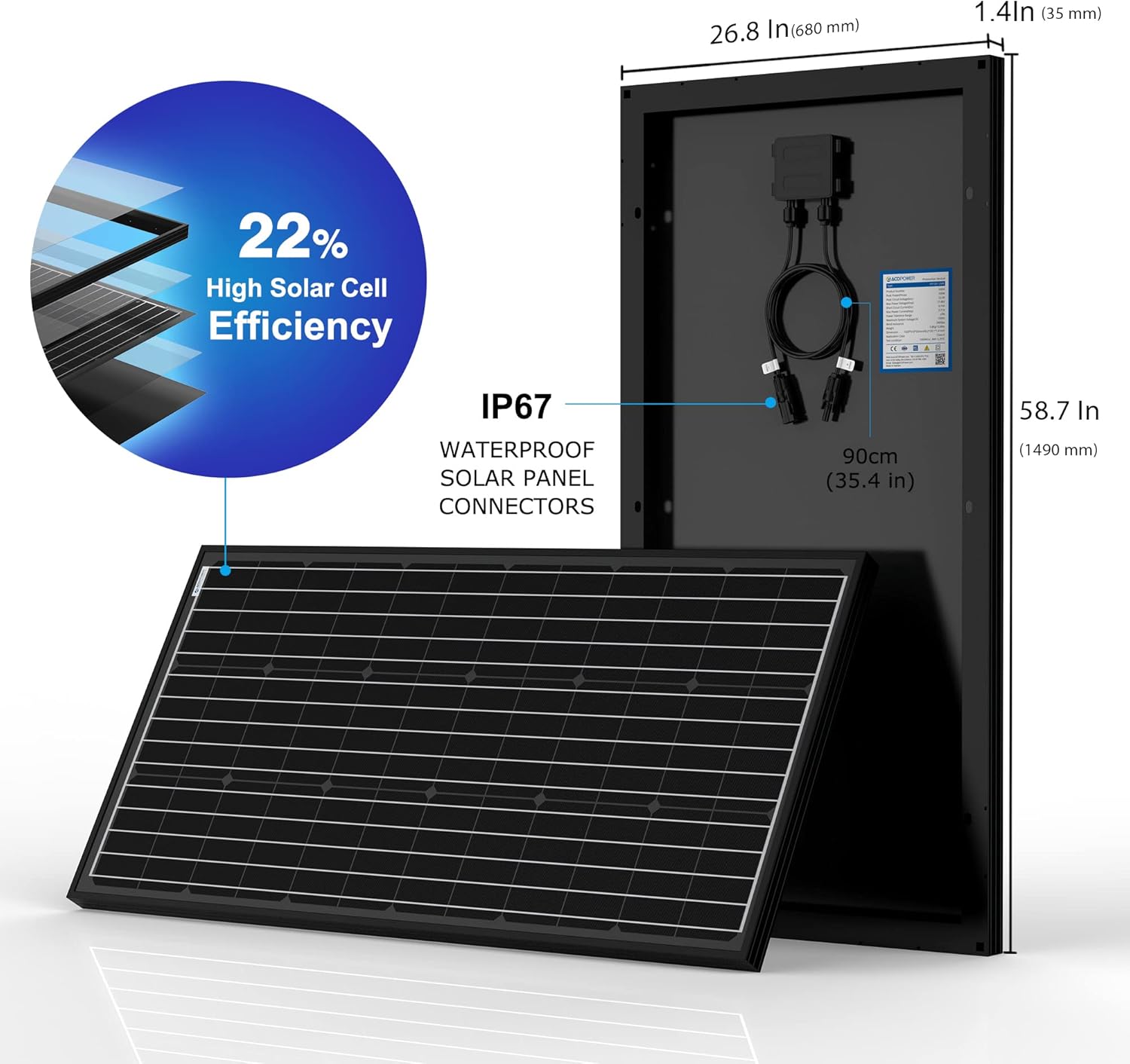 400 Watt Black Mono Solar Panel for 12/24 Volt System I805607