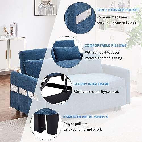 Gray Velvet Convertible Sleeper Sofa Bed W290