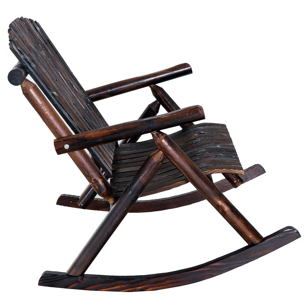 Rustic Double Rocking Chair Adirondack Bench, Fir Wood P51682