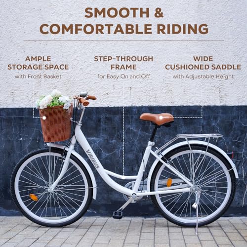 24 26 inch 1 Speed Step Through Cruiser Bike with Basket A863