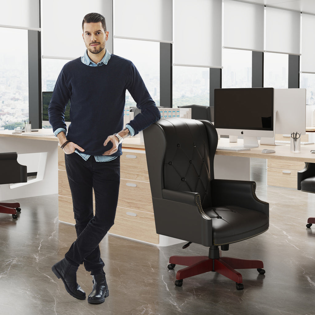 Black Ergonomic PU Leather High Back Office Chair S183497