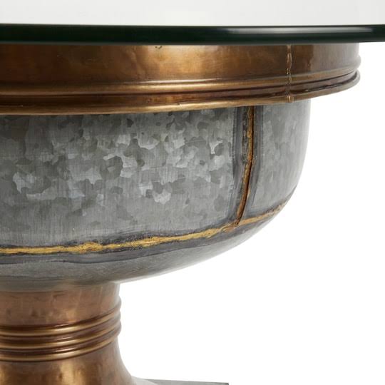 Gray Tempered Glass Metal Coffee Table Y1797