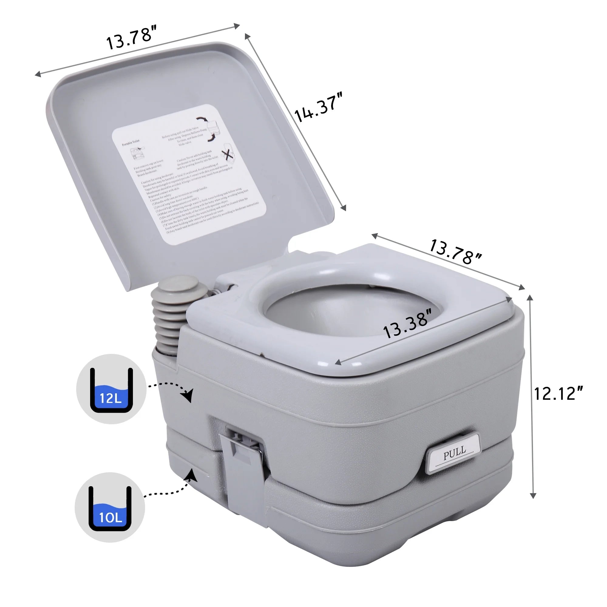 Lightweight 2.6 Gallon Flushable Camping Toilet L1988