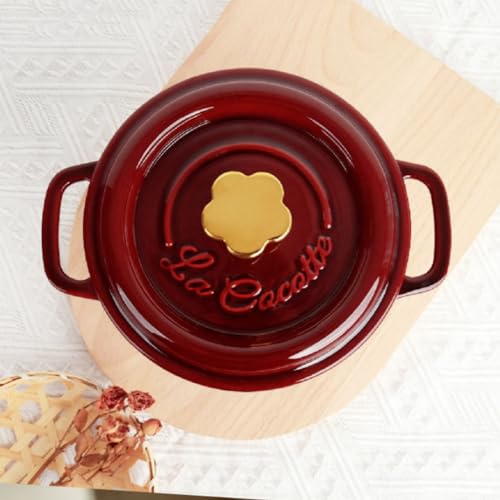 2QT Red Enamel Coated Cast Iron Dutch Oven N358