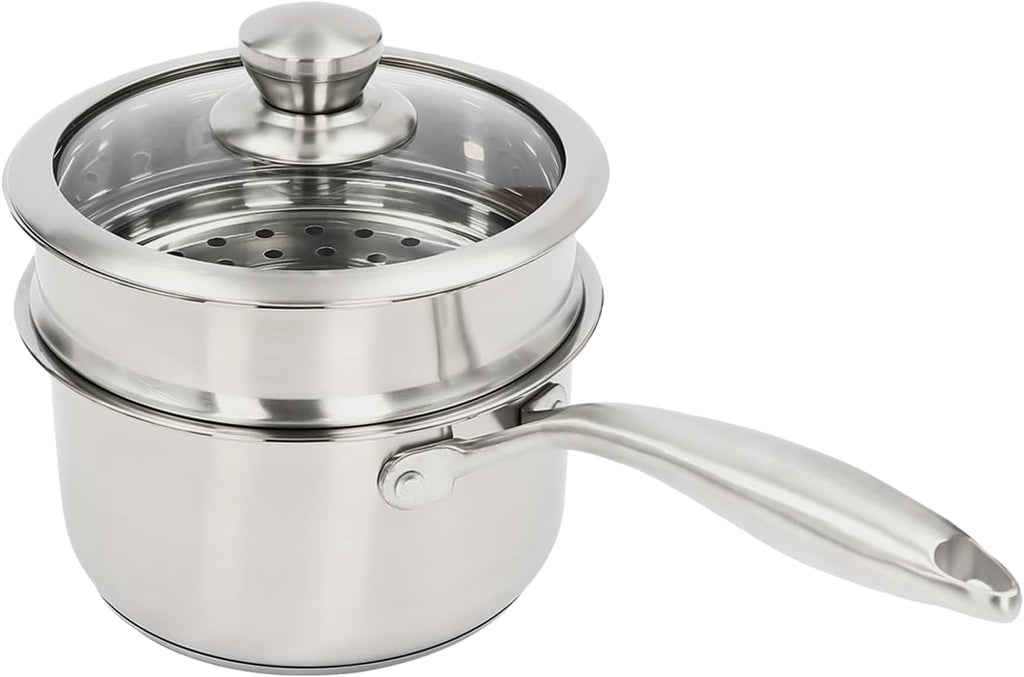 2-Layer Stainless Steel Steamer Pot with Transparent Lid F85972