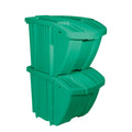 Green 2 Pack Stackable Recycling Bin Containers with Lids X7917