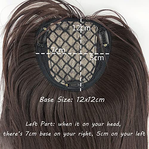 Black Brown Clip In Hair Topper With Bangs E50502