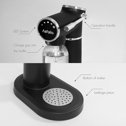 Black Stainless Sparkling Water Maker with 3 Carbonation Bottles J547121