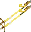 Yellow 96 Inch 2 Pack Car Tie Down with Universal Frame Hook Cluster for E Track B84190
