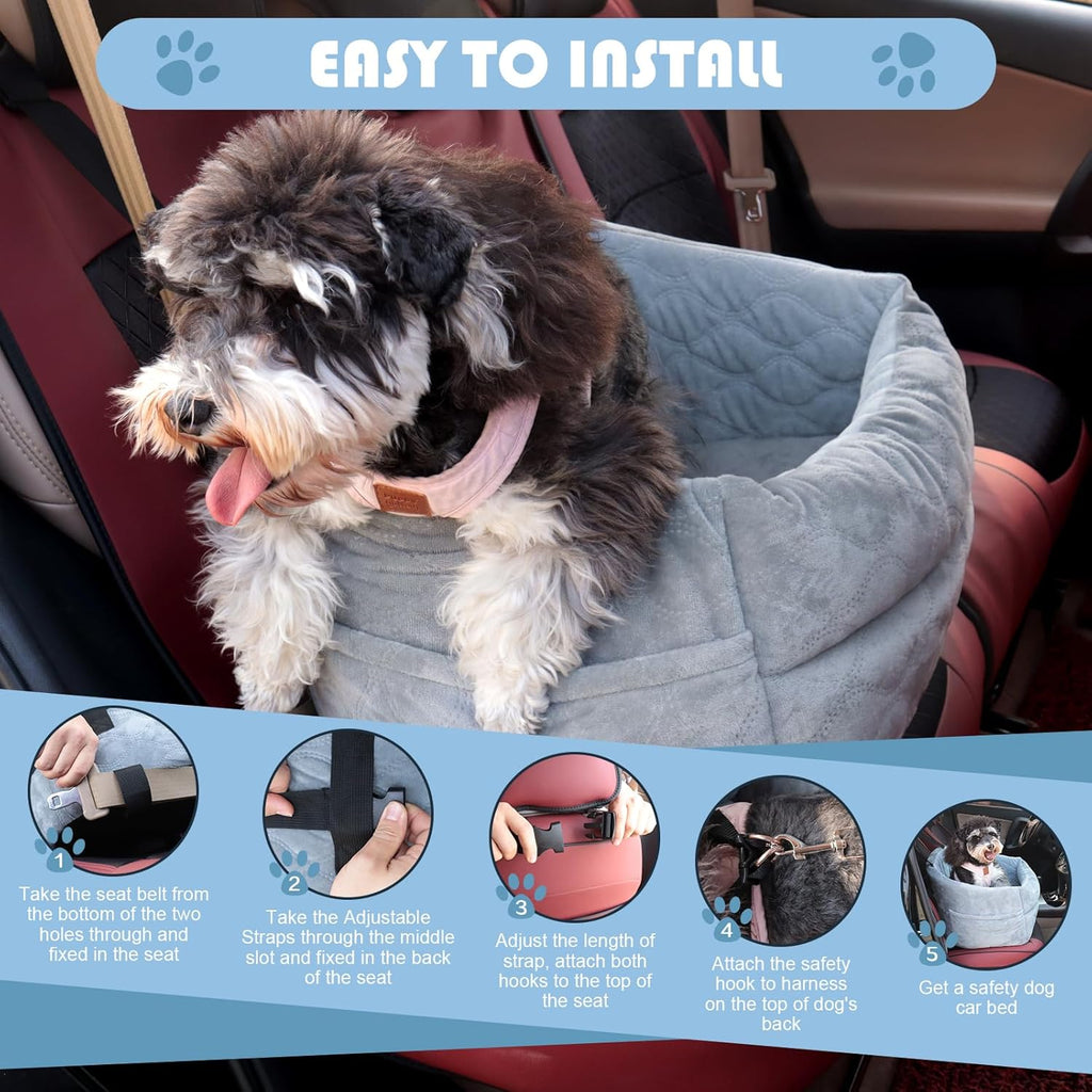 Washable Dog Booster Car Seat with Memory Foam Cushion F37970