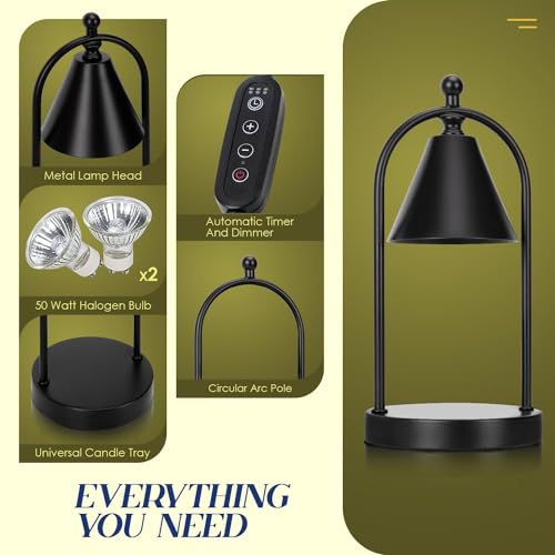 Candle Warmer Lamp with Timer, Electric Brass Candle Warmer Light, Dimmable Wax Melts Warmer R6882