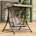 Beige 3-Seat Outdoor Patio Swing with Steel Frame X351