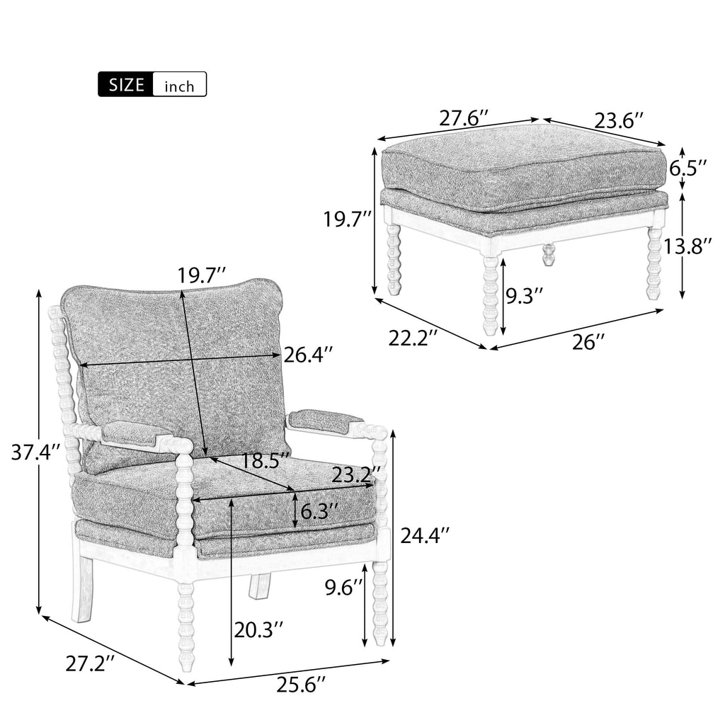 White Velvet Accent Chair with Ottoman K170