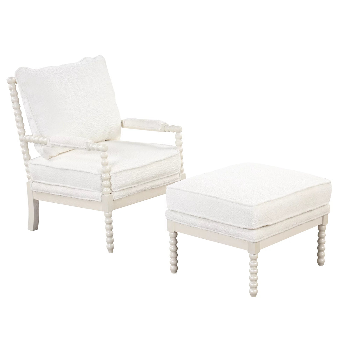 White Velvet Accent Chair with Ottoman K170