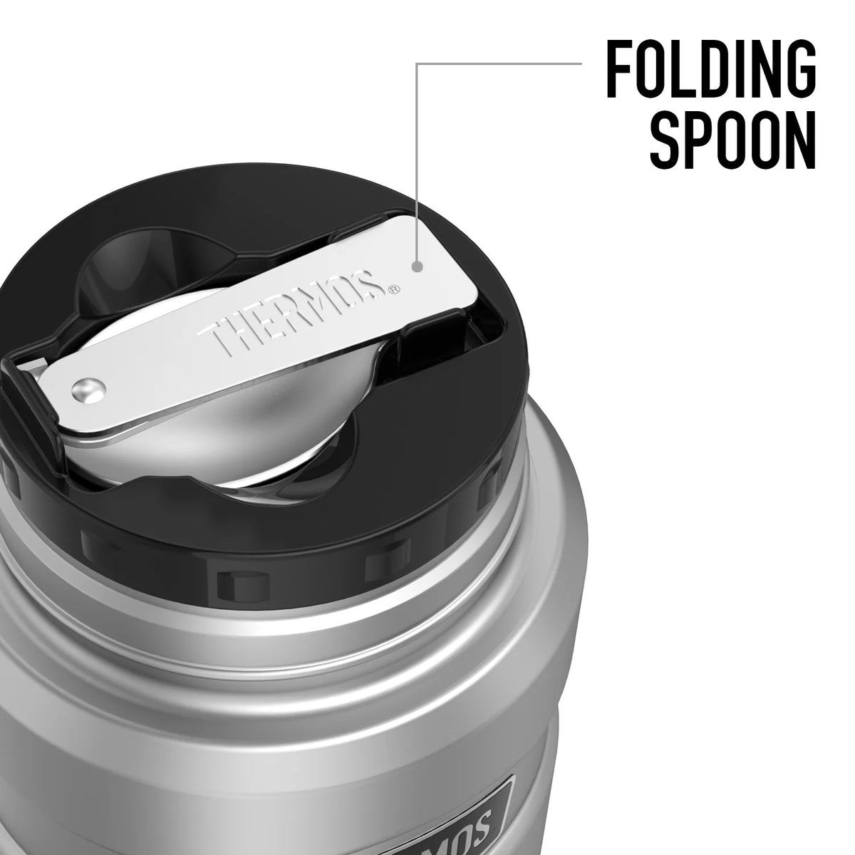 Stainless Steel Food Jar with Folding Spoon, 16oz A6336