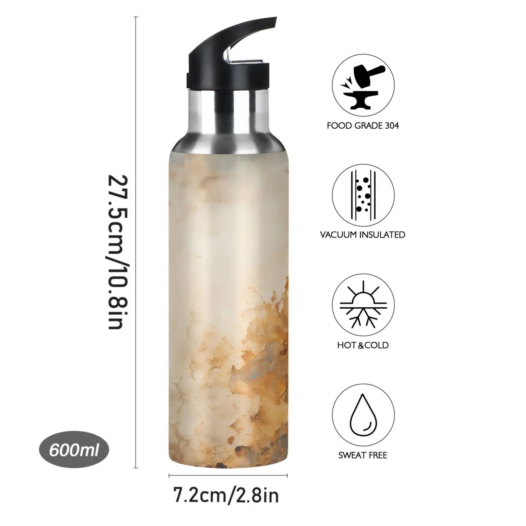 Stainless Steel Insulated Water Bottle with Straw Lid Z927253