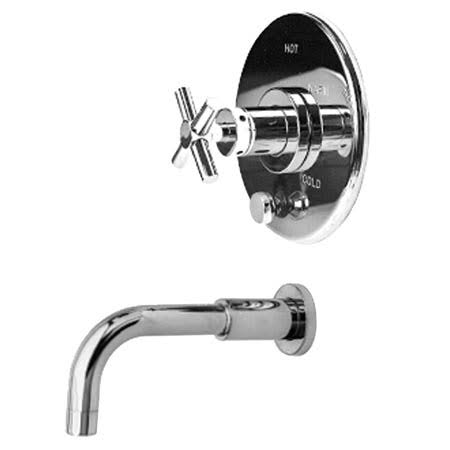 French Gold Tub and Shower Trim Plate with Cross Handle P93852