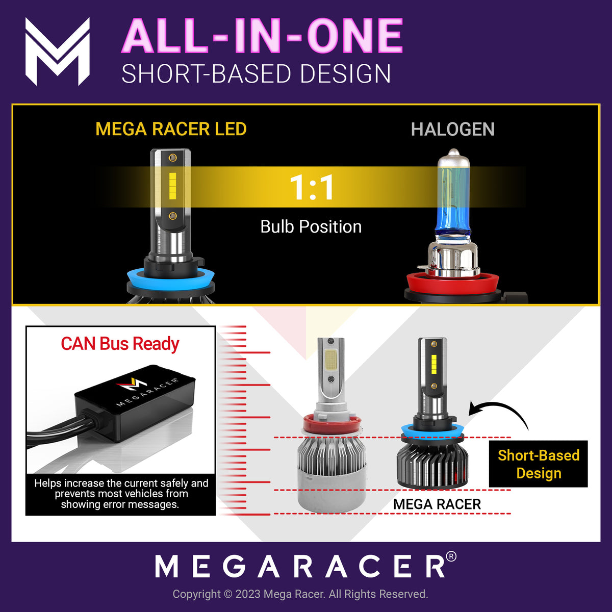 6000K Cool White LED Headlight Bulbs for Mitsubishi Mirage 2014-2019 G953