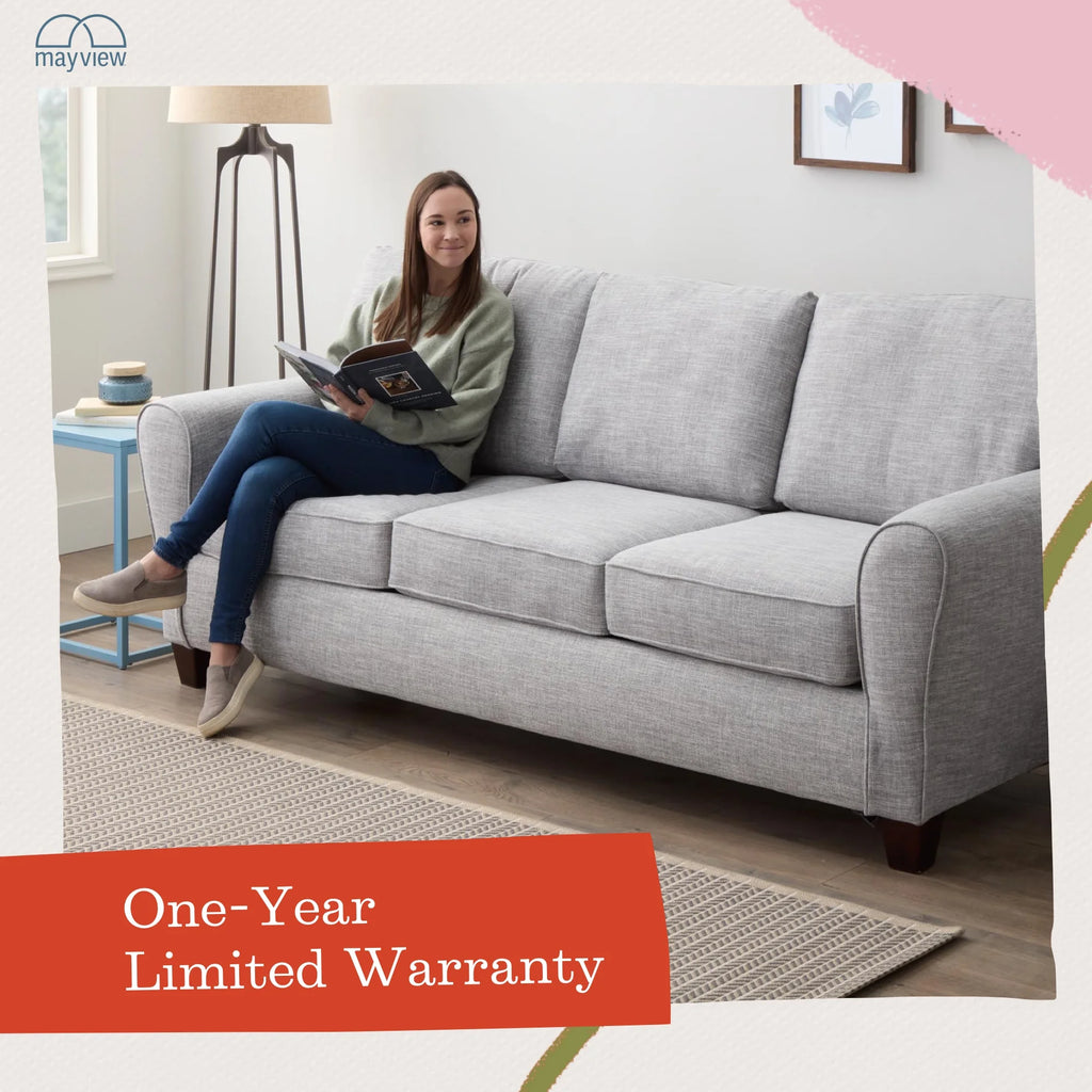 Light Gray Rolled Arm Fabric Sofa X28025