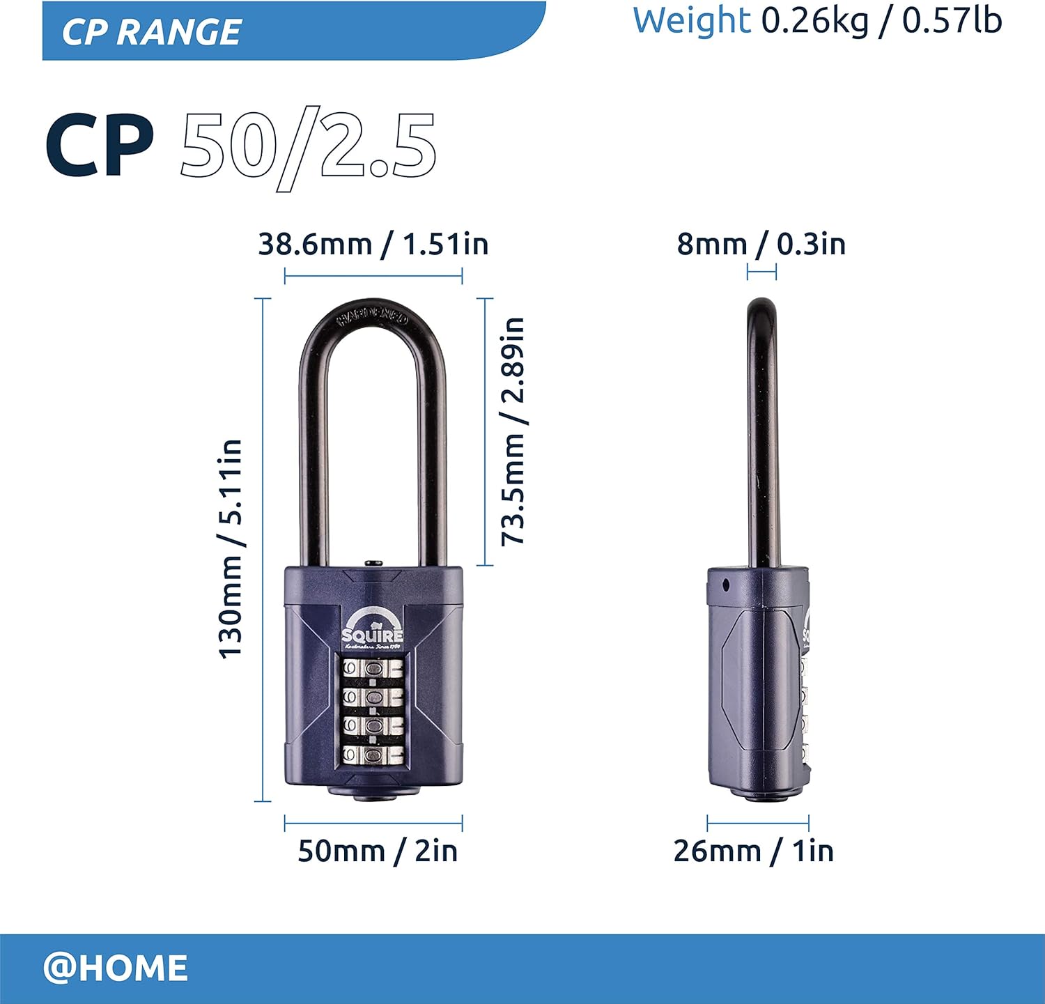Blue 50 mm 4 Wheel Combination Padlock, Pack of 2 D178