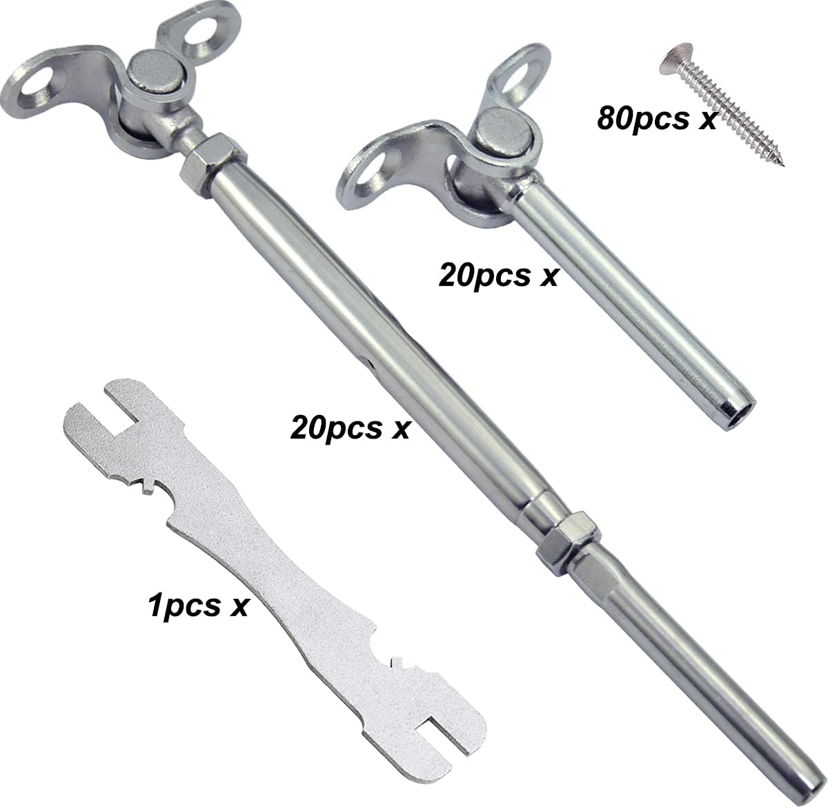 20 Pairs Stainless Steel Cable Railing Hardware Kit T197