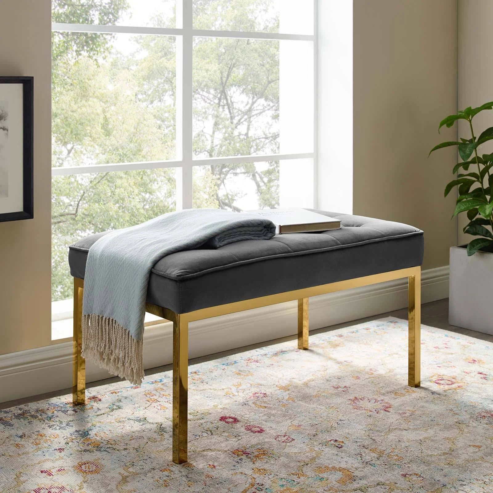 Navy Performance Velvet Bench J804526