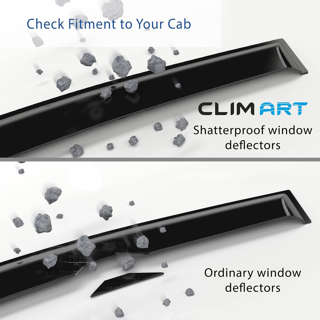 4 pcs Dark Smoke Tape-on Window Deflectors for Dodge RAM Crew Cab F6710