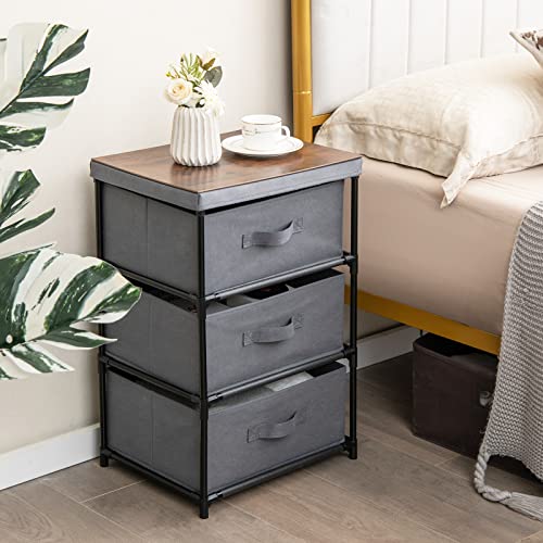 Black Fabric Dresser Set of 2 with 2 Drawers P542