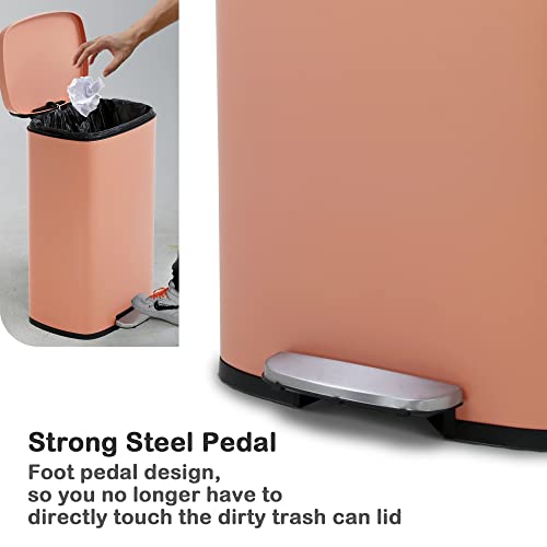 13 Gallon Brushed Stainless Steel Trash Can with Soft-close Lid T763039