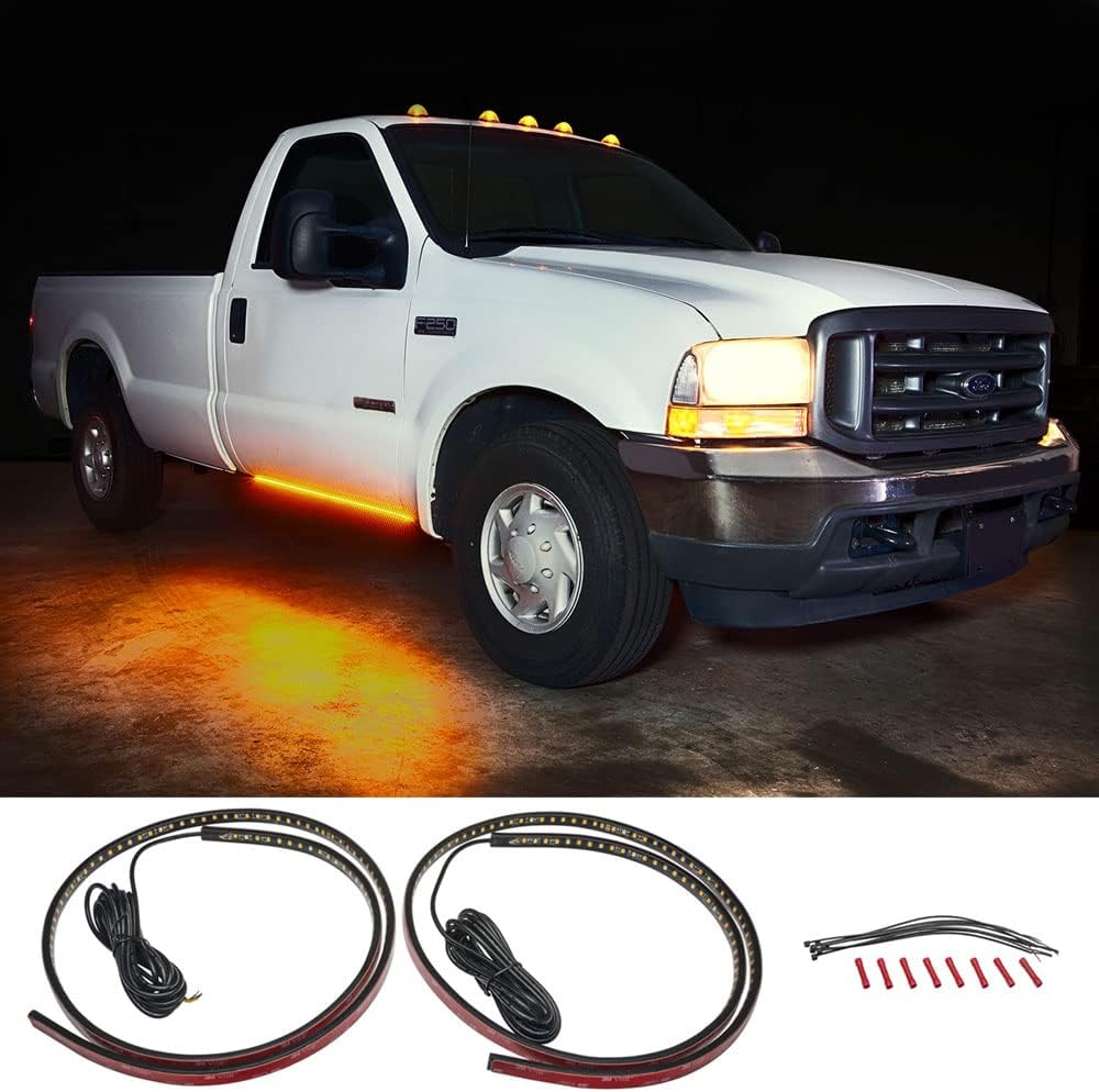 52 Truck LED Running Board Light Amber Side Marker Kit with White Courtesy Lights X52683