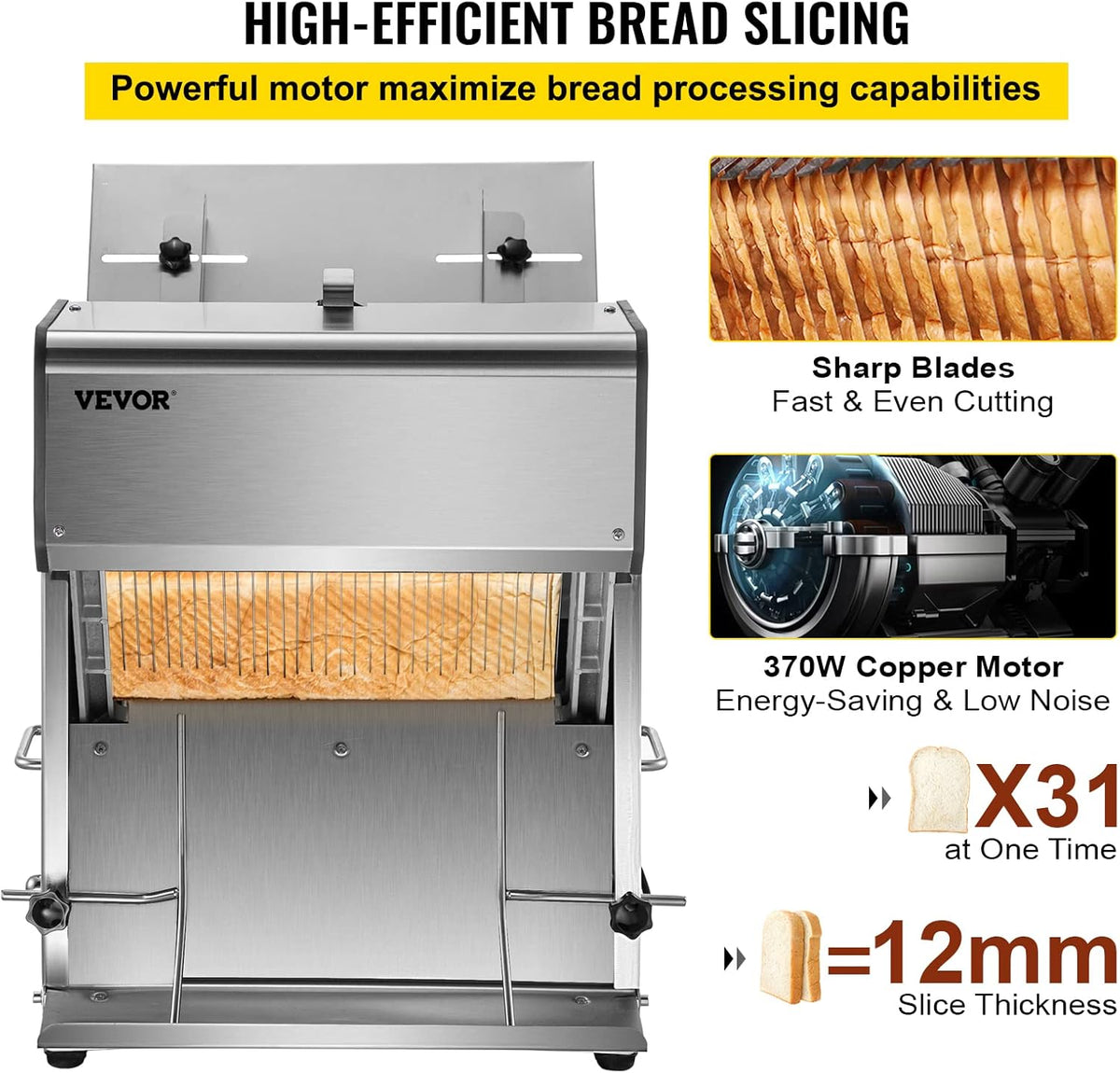 12mm Electric Bread Slicer 31PCS 110V Bread Cutter P271