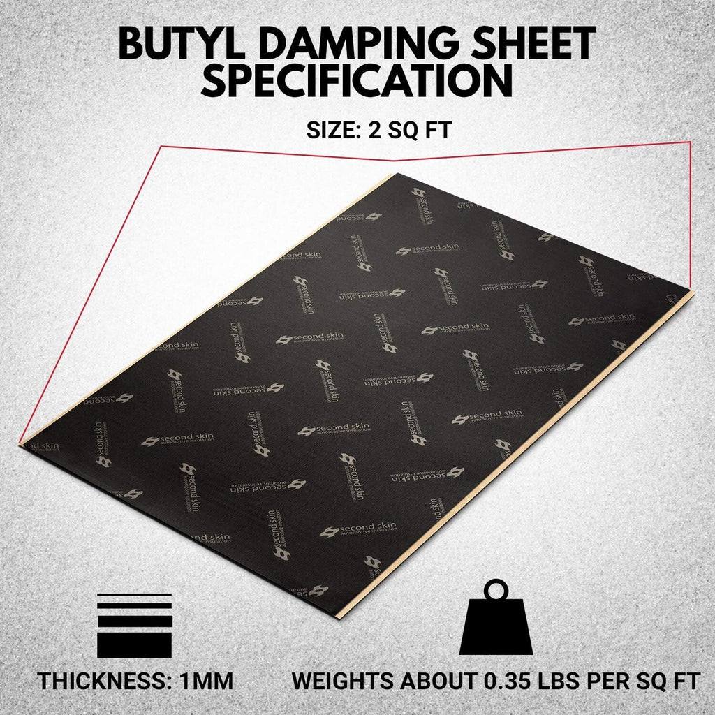Butyl Rubber Car Sound Deadening Mat (1mm, 20 Sq Ft, 10 Sheets) W4962
