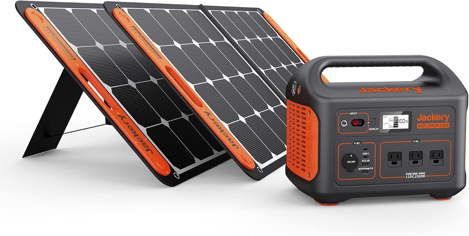 Solar Generator 1000 with 2X SolarSaga 100X and 3x110V/1000W AC Outlets, Lithium Battery Pack L6506