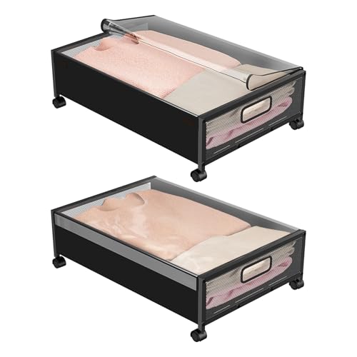 2 Pack Under Bed Storage Containers with Wheels and Lid B168778