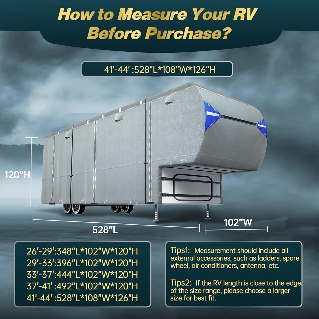 5th Wheel RV Cover with 4 Tire Covers O617