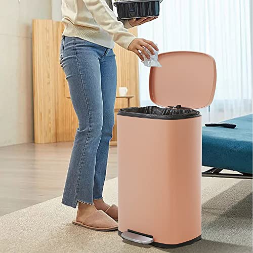 13 Gallon Brushed Stainless Steel Trash Can with Soft-close Lid T763039
