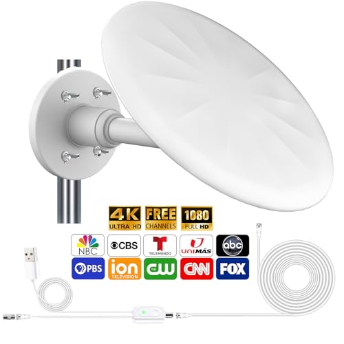 Outdoor TV Antenna, 720° Long Range Omni Directional Reception Digital HD Antenna with Super Signal Booster, 35ft HDTV Cable B62048