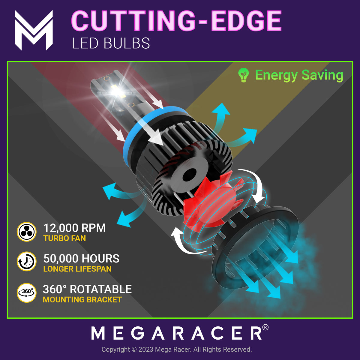 6000K Cool White LED Headlight Bulbs for Mitsubishi Mirage 2014-2019 G953