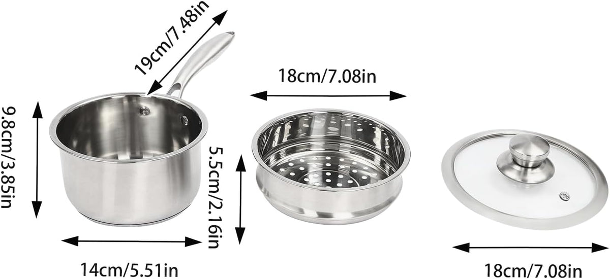 2-Layer Stainless Steel Steamer Pot with Transparent Lid F85972