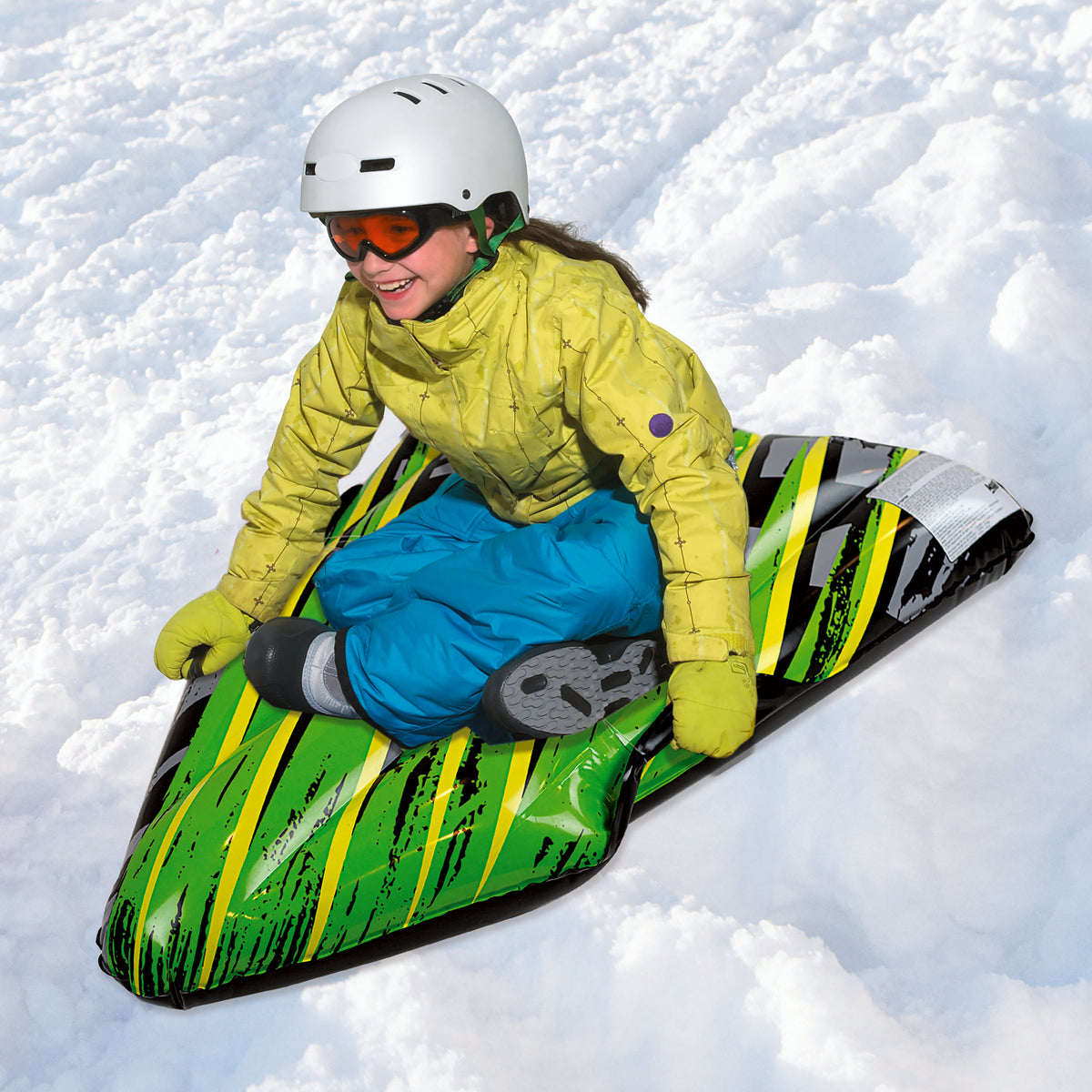 Inflatable 1 Person Snow Tube Sled with 2 Grip Handles, 36” Length J4817