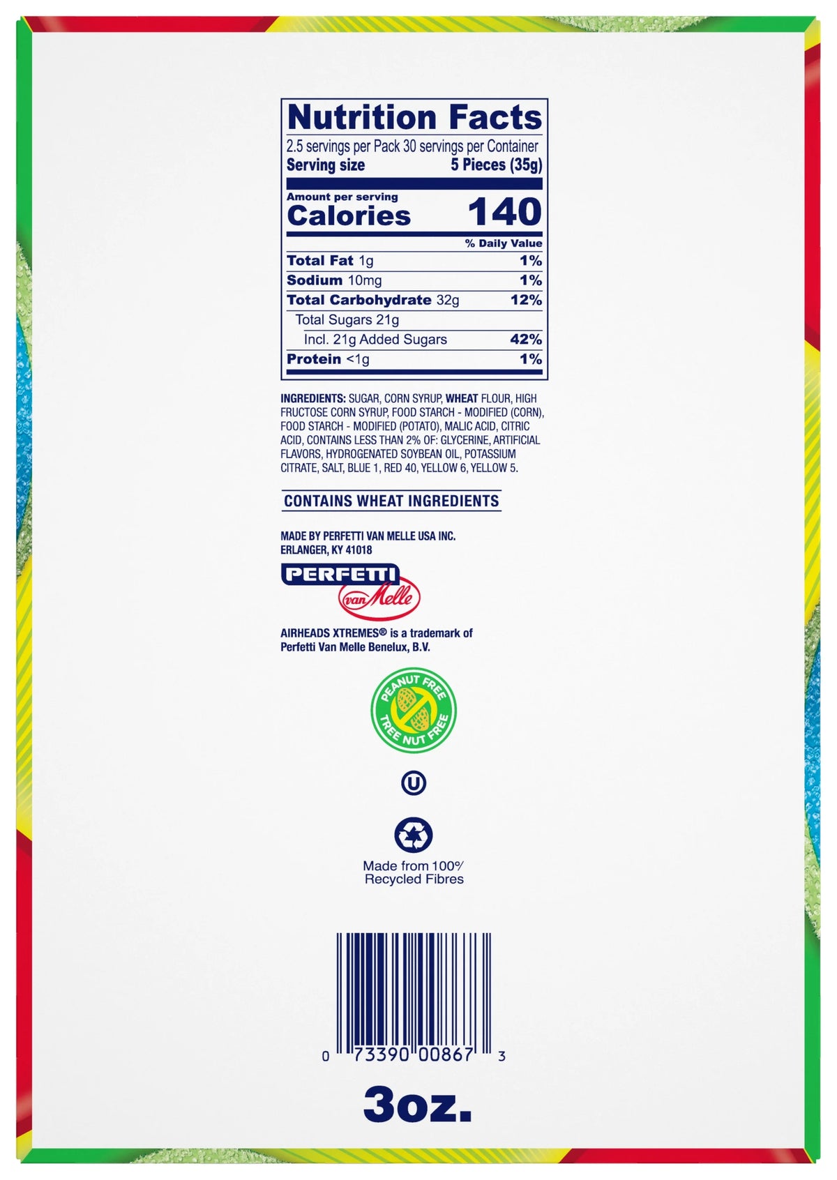 Sweetly Sour Candy Belts, Rainbow Berry, 12 Count R882375