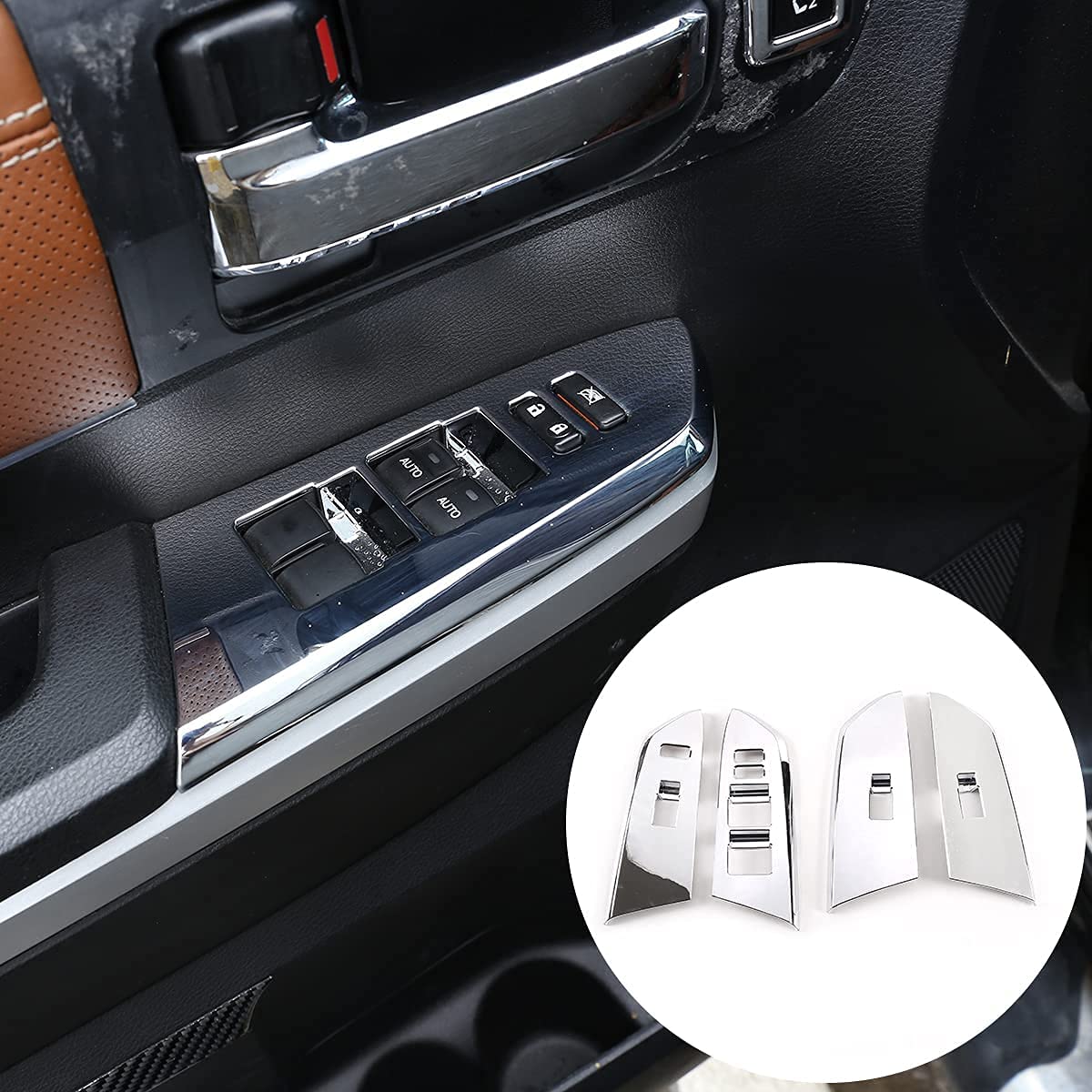 Carbon Fiber Style ABS Plastic Window Switch Button Covers B336