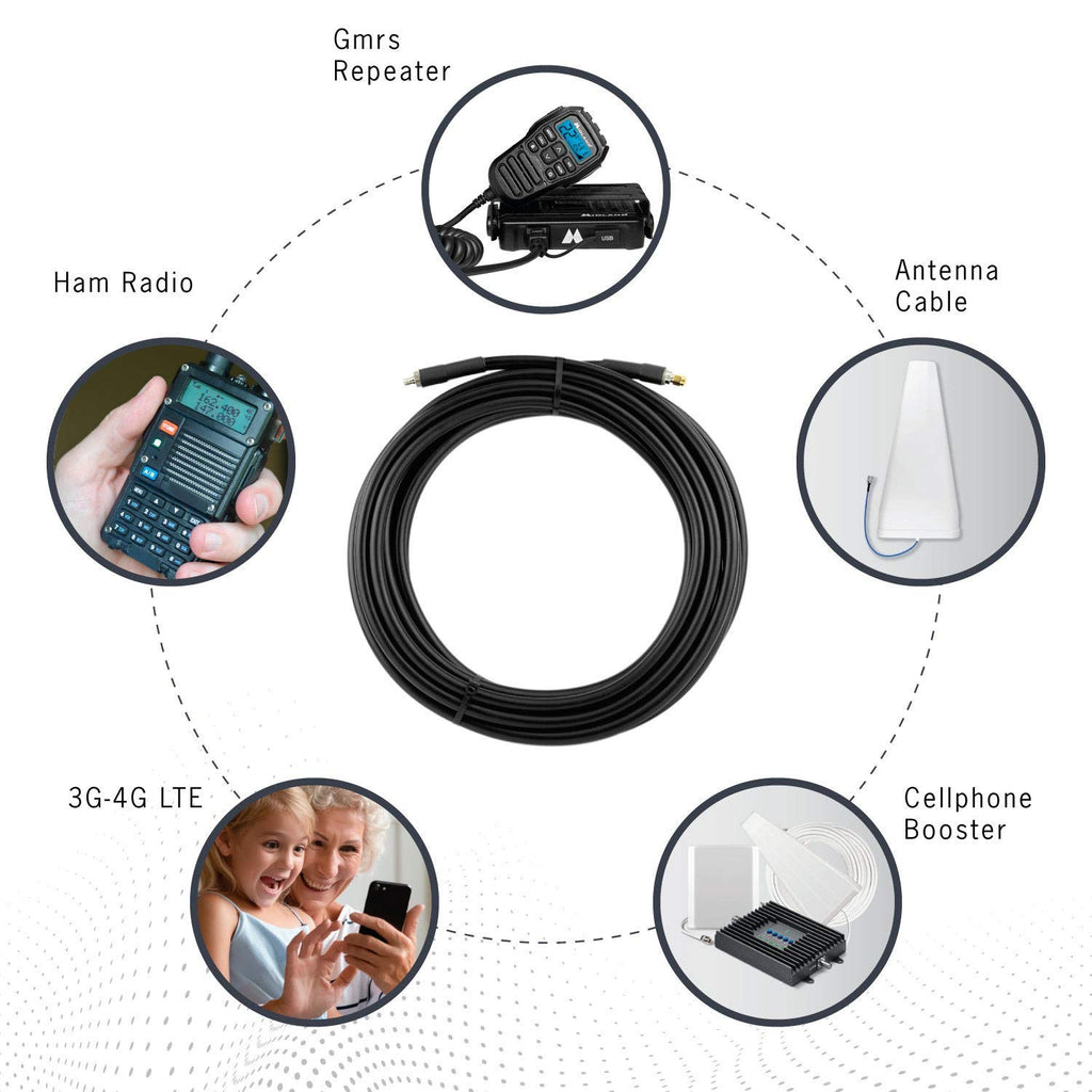 100ft Ultra Low Loss Coaxial Cable 50ohm N Male to N Male Black Y639