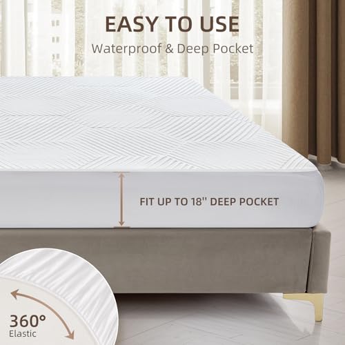 Twin XL Waterproof Heated Mattress Pad, White, 39" x 80" x 17.3" Deep Pocket X164966