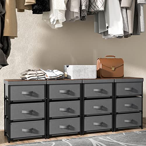 Black Fabric Dresser Set of 2 with 2 Drawers P542