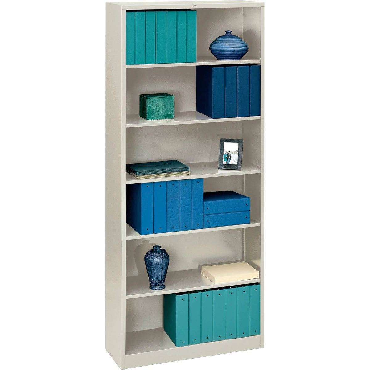 Light Gray Steel Bookcase with 6 Shelves C43414