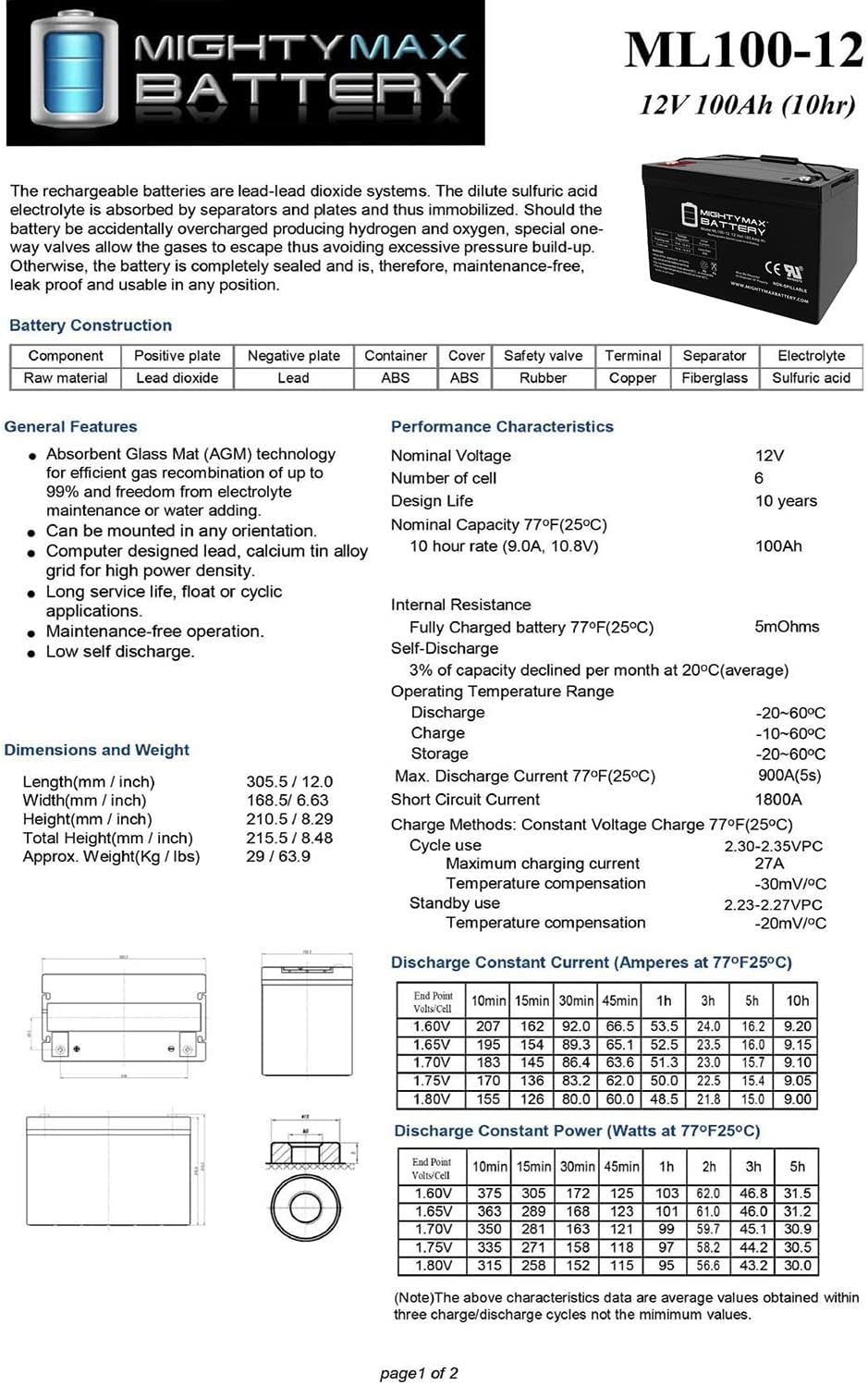 12V 100AH DEEP Cycle VRLA Battery P870