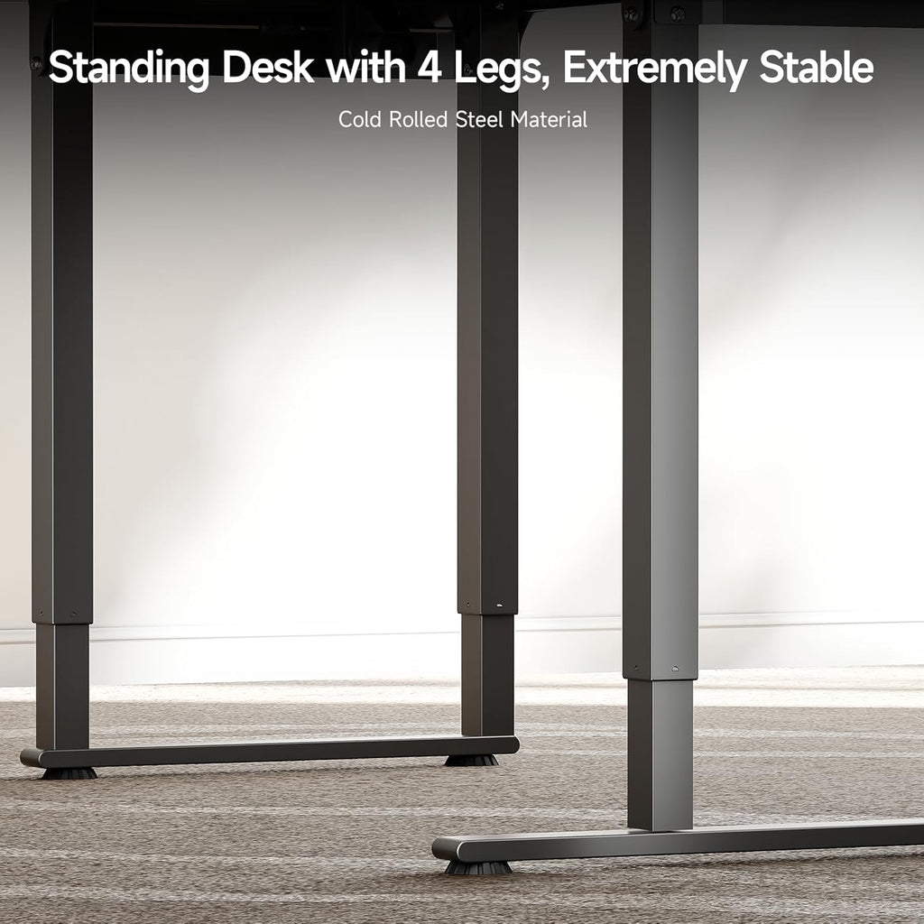 63x43 Inches L Shaped Electric Standing Desk Black K96976